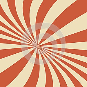 Retro geometric background with dynamic sunburst rays in orange and cream colors.